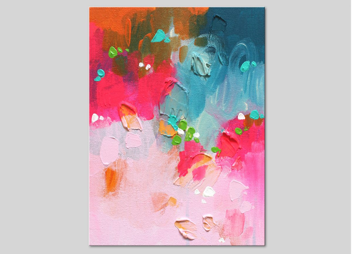 Abstract Painting Blush Pink Turquoise Teal Large Canvas Wall Art Decor –  Julia Apostolova